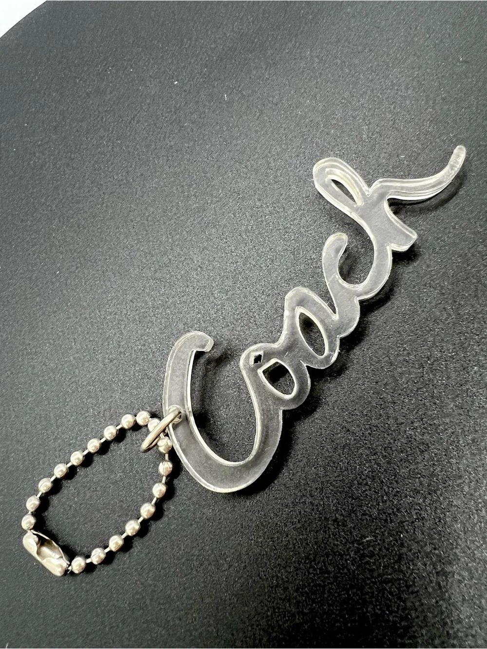 Coach Poppy Y2K Clear Acrylic Script Logo Bag Charm Keychain Fob